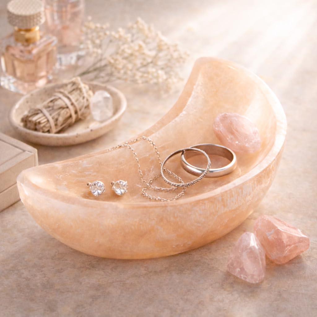 NKlaus Healing Crystals Selenit Halbmondschale 11,5cm Stein