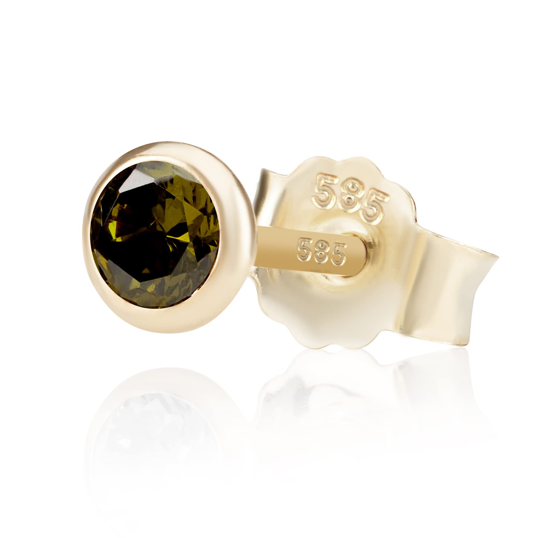 NKlaus Jewellery Zirkonia Ohrstecker 585 Gelbgold 4,0mm