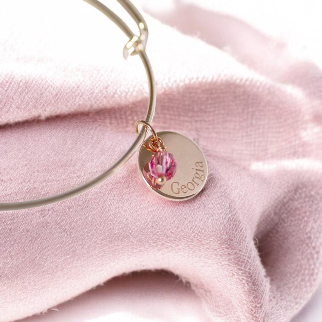Joy by Corrine Smith Disc Bangle Armreif graviert Geburtsstein