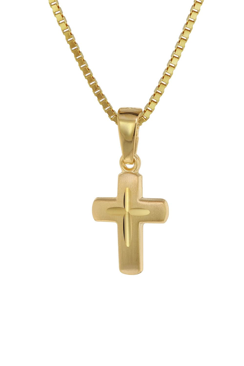 trendor Halsketten Kreuz-Anhänger Gold 585 Kinder 40 cm