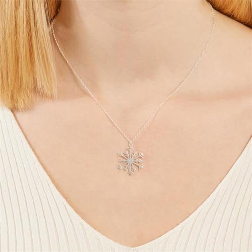 JEWLIX Ketten mit Anhänger Schneeflocke Halskette 925er Silber