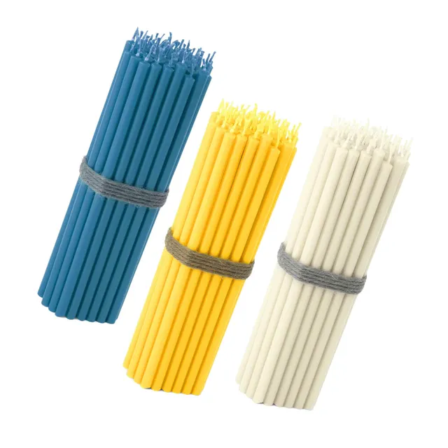 NKlaus Stabkerzen Set 150x 16 cm Blau Gelb Weiß