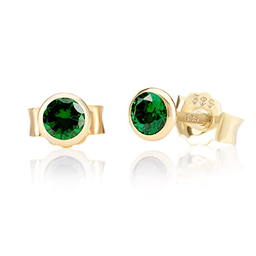 NKlaus Ohrstecker 585 Gelbgold 5 mm Zirkonia Aquamarin