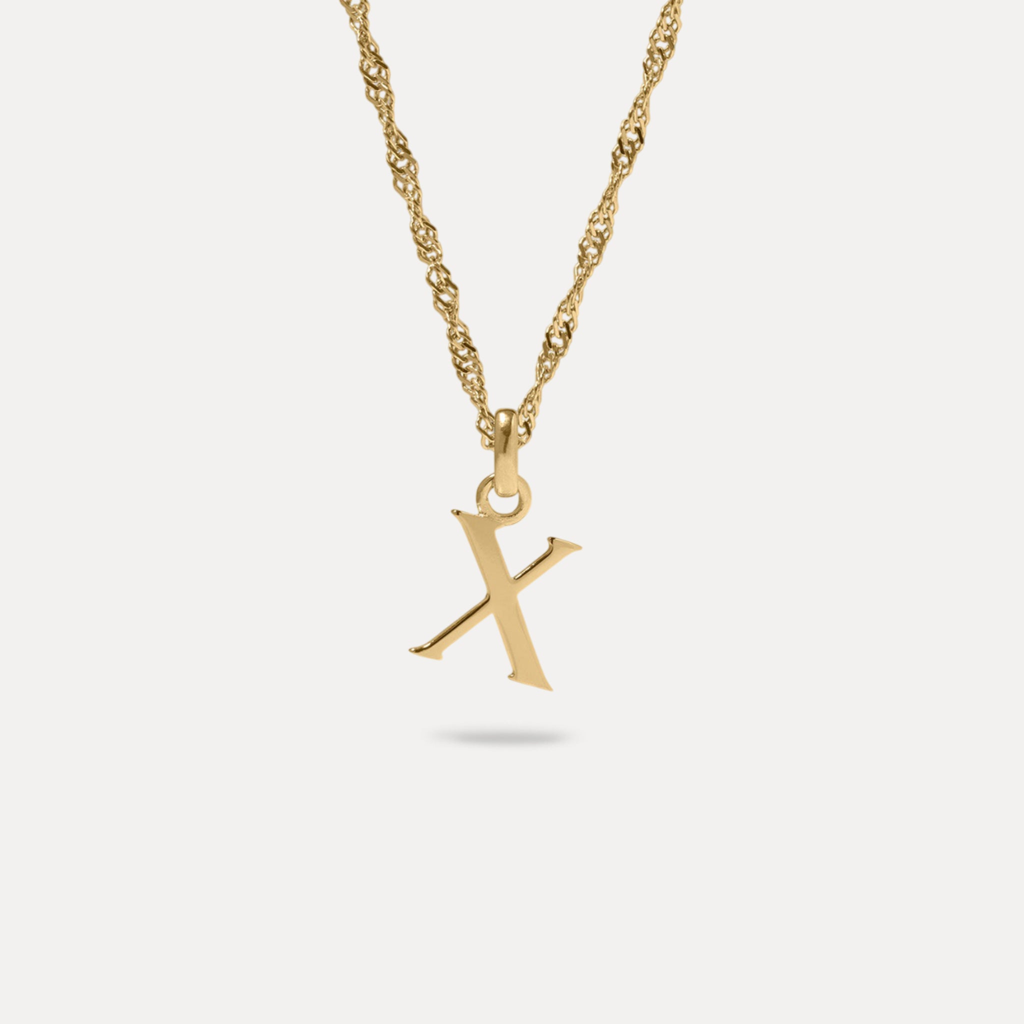 Stilnest Initial Singapore Kette 585 Gold Buchstabe M 45cm