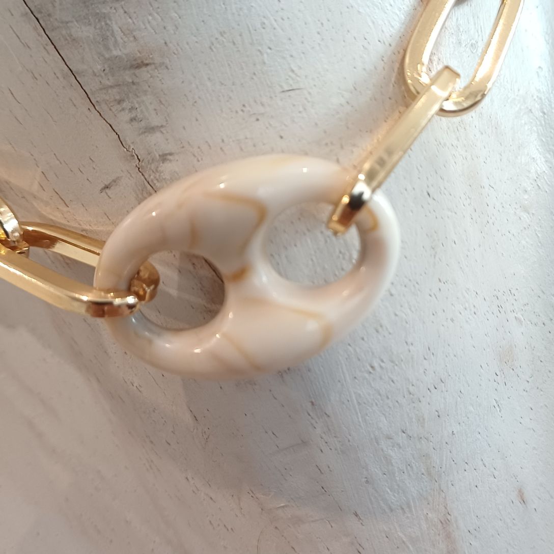 Alevá Bijoux Veronica Halskette Gold Elfenbein Knoten