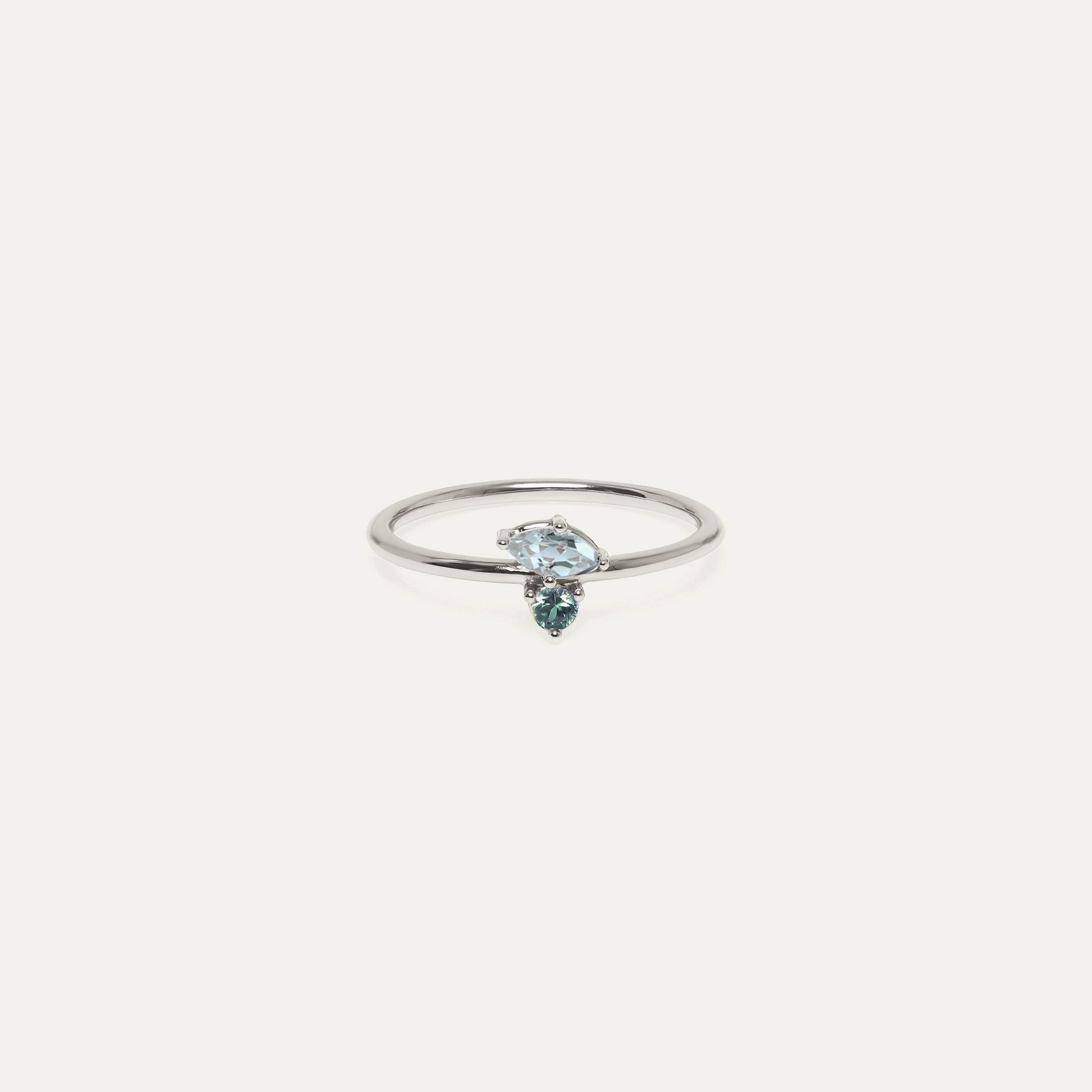 Stilnest Joy Solitär Ring Aquamarin Saphir Vermeil Gr.49-64