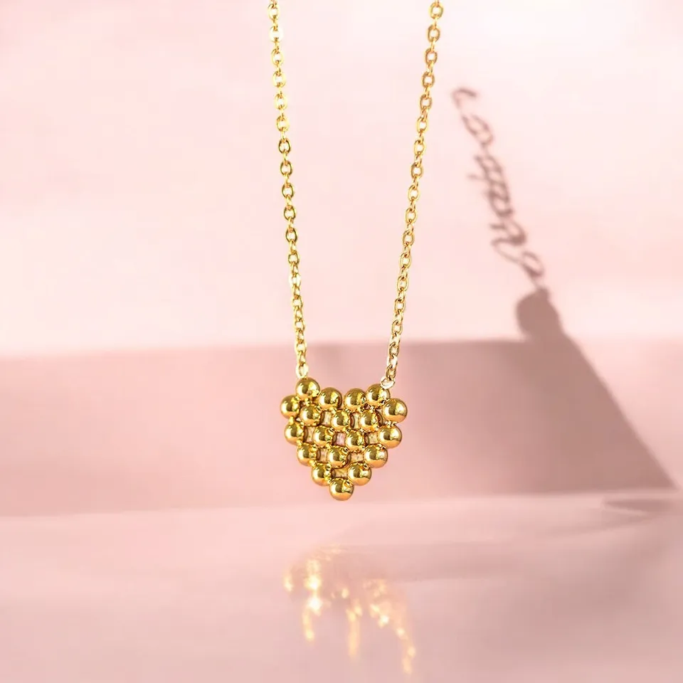 Joy by Corrine Smith Beaded Heart Halskette Gold vergoldet