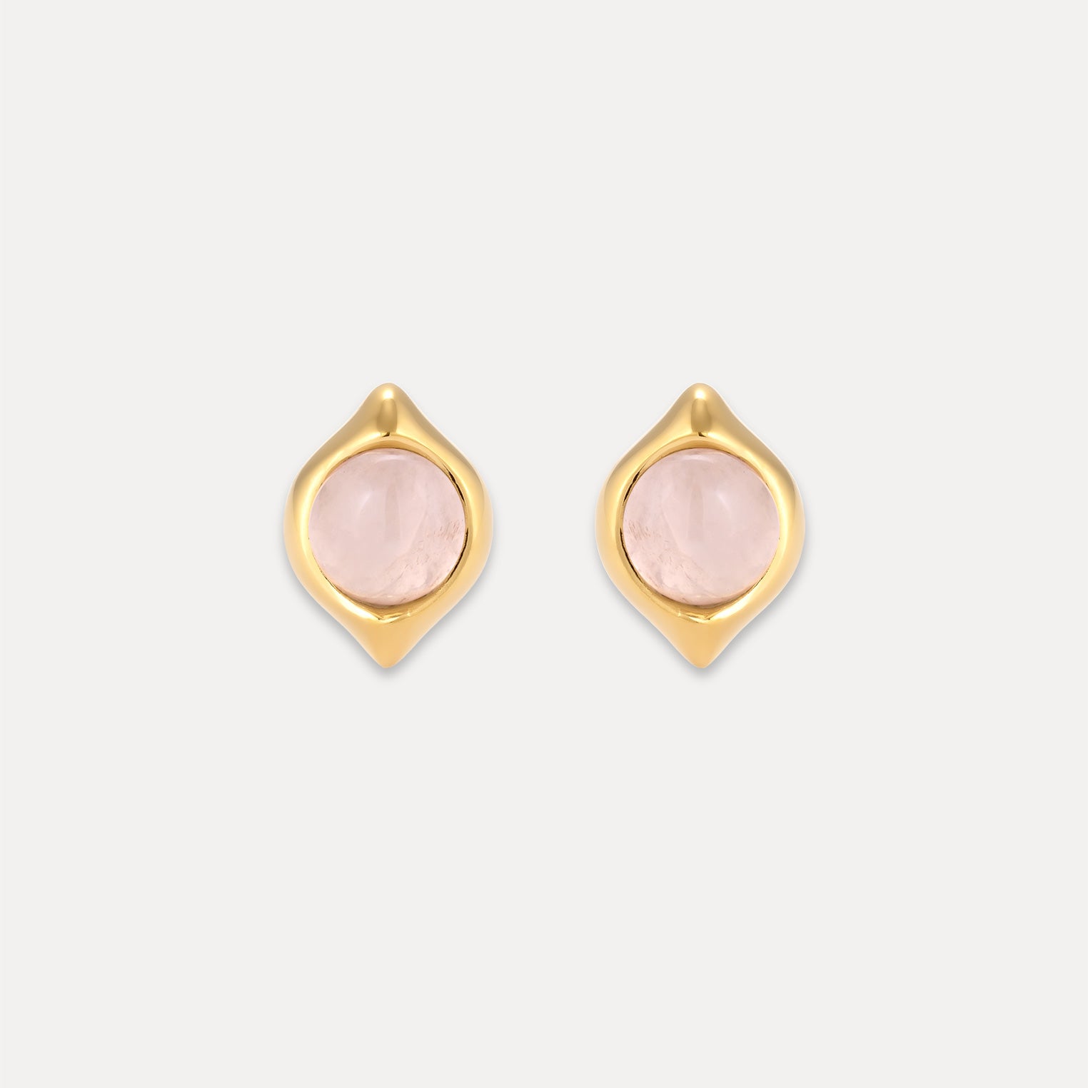 Stilnest Rosenquarz Eden Pea Ohrstecker Gold Vermeil