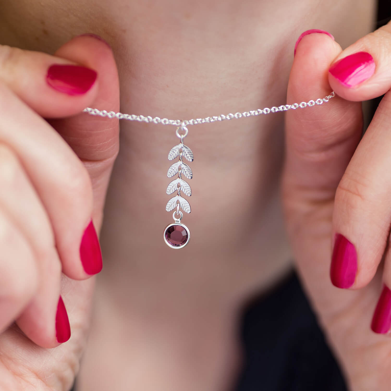 Joy by Corrine Smith Silver Leaf Chain Halskette Silber Geburtsstein