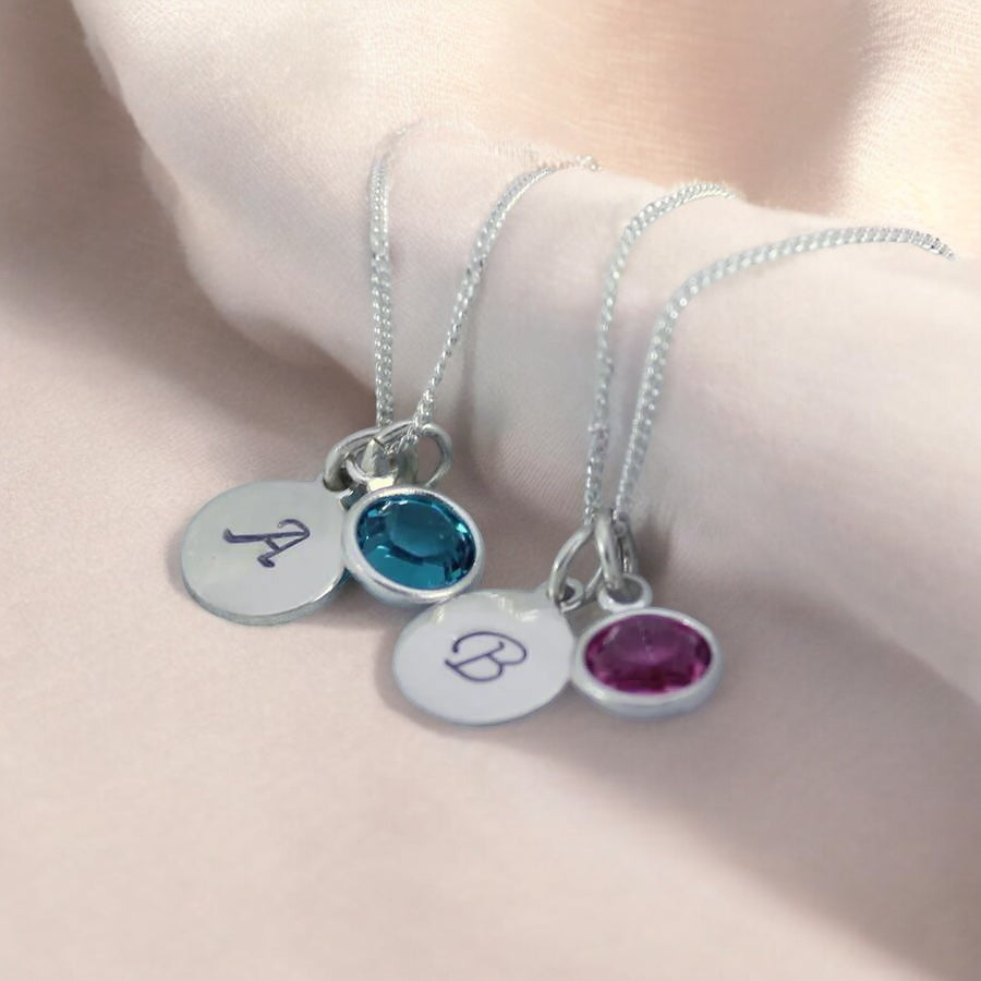 Joy by Corrine Smith Birthstone Halskette Silber Initial