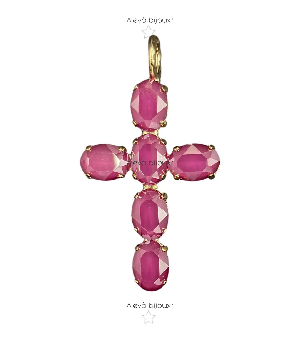 Alevá Bijoux Iris Mirror Kreuz Anhänger Gold Kristall