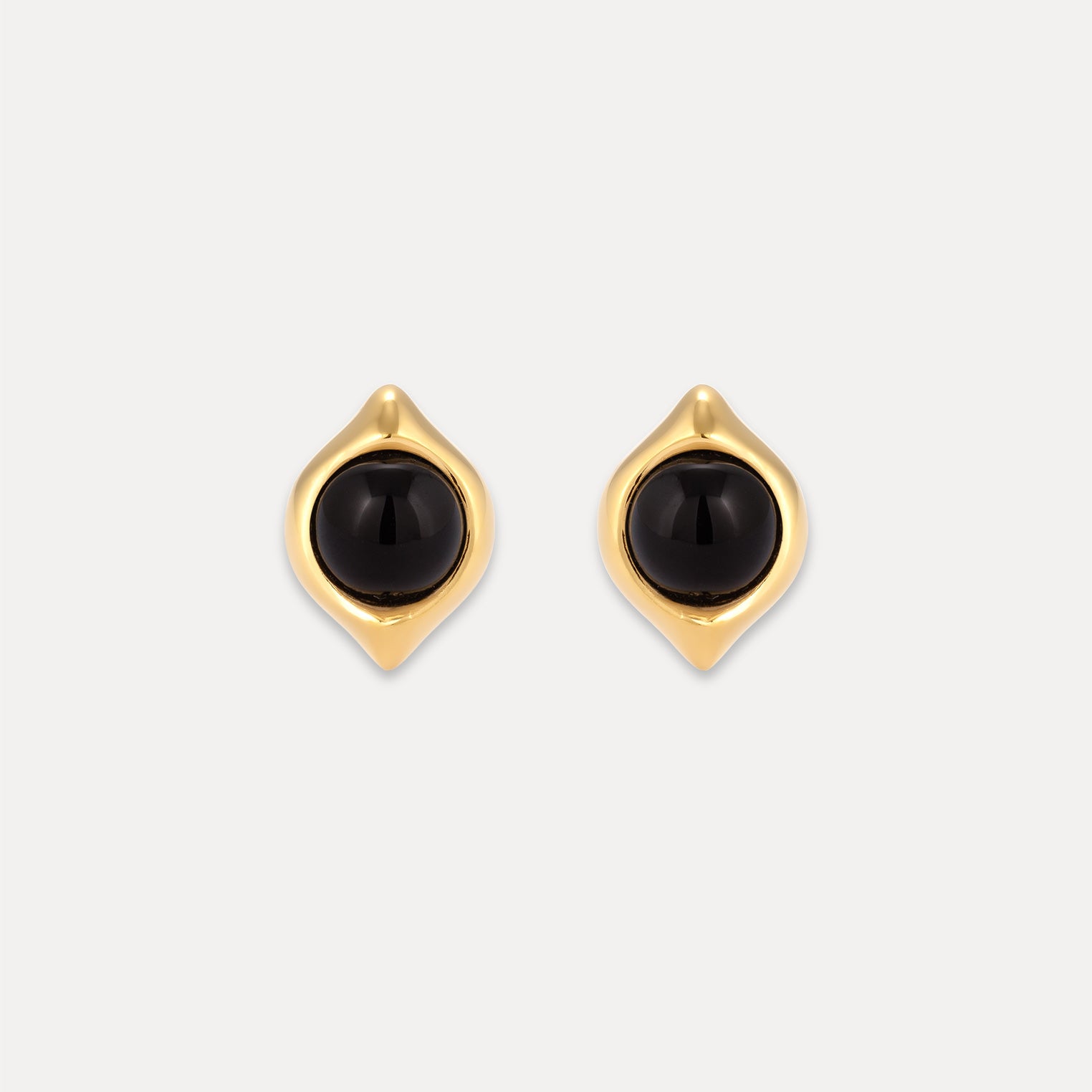 Stilnest Eden Pea Ohrstecker Onyx 24k Gold Vermeil Cabochon