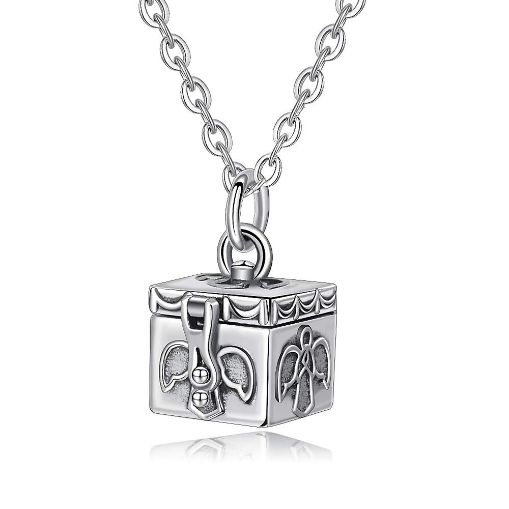 Eudora Harmony Liebe Schatztruhe Silber Halskette 45,7 cm