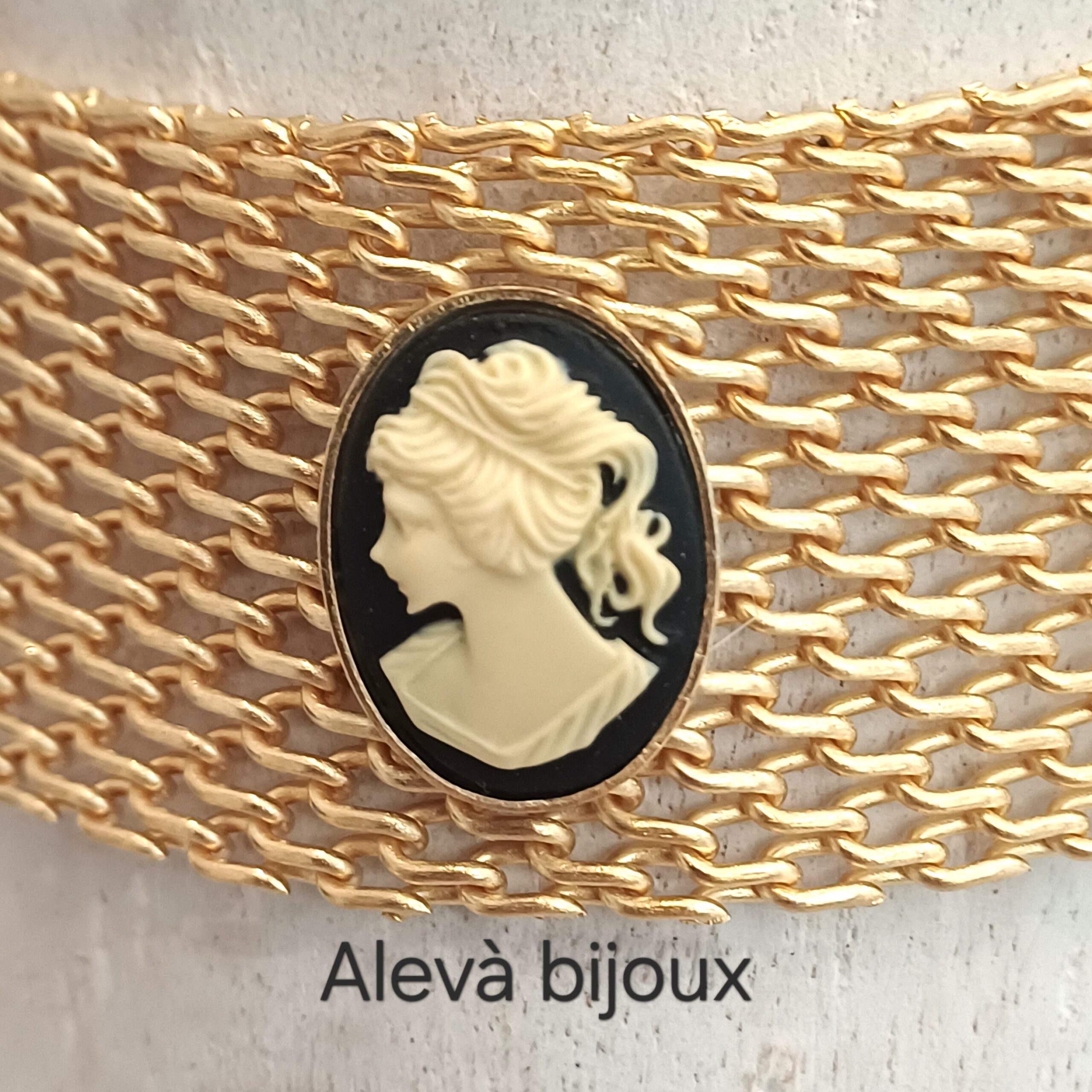 Alevá Bijoux Milano Cammeo Nero Halskette Gold 30-37 cm