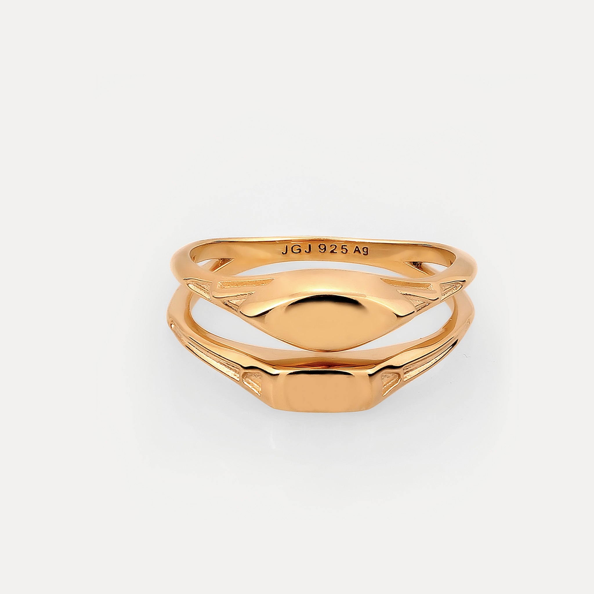 Stilnest Double Siegelring Vermeil Silber