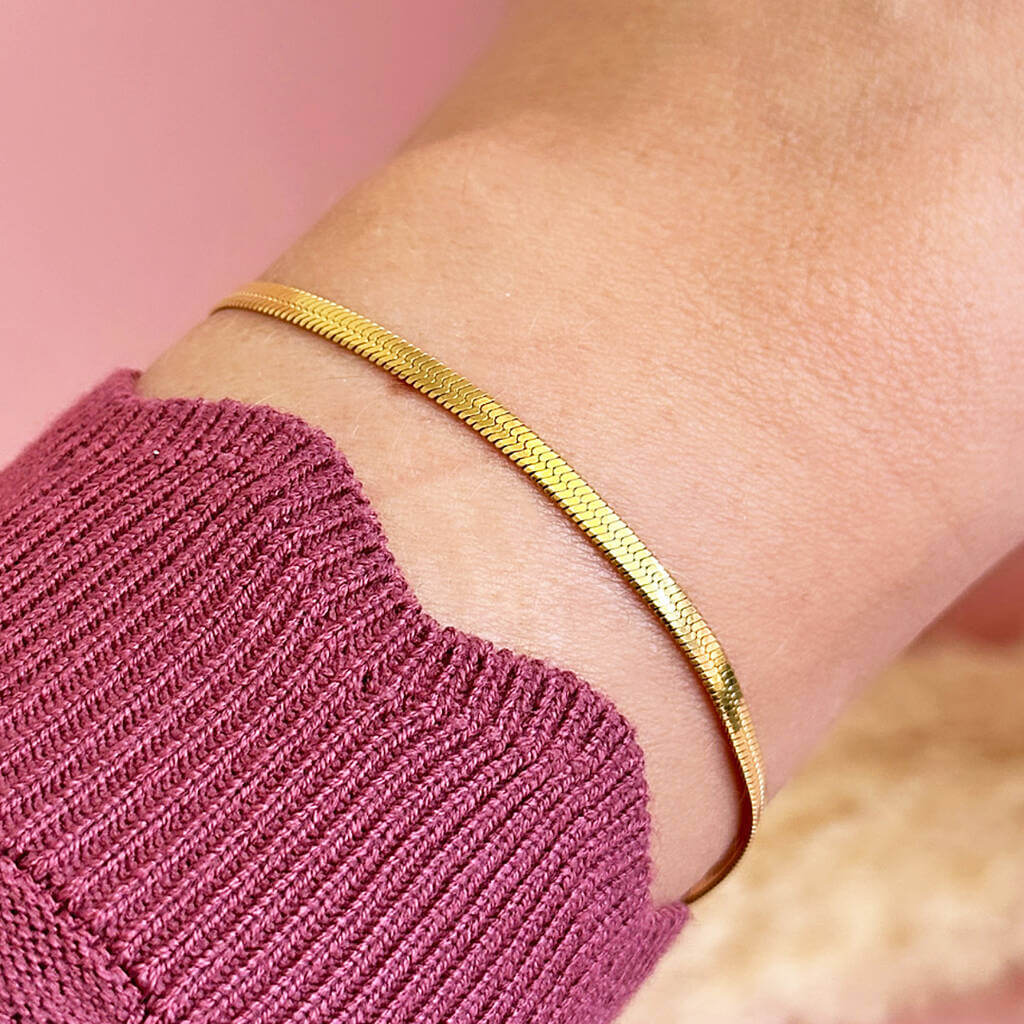 Joy by Corrine Smith Flat Snake Chain Armband Gold 7,5 Zoll