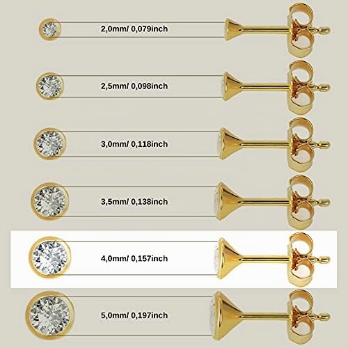NKlaus Ohrstecker 585 Gelbgold Zirkonia 4,0mm