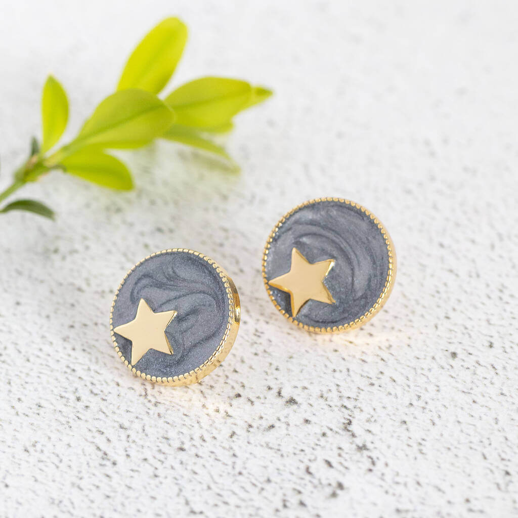 Joy by Corrine Smith Star Circle Ohrstecker Gold Emaille