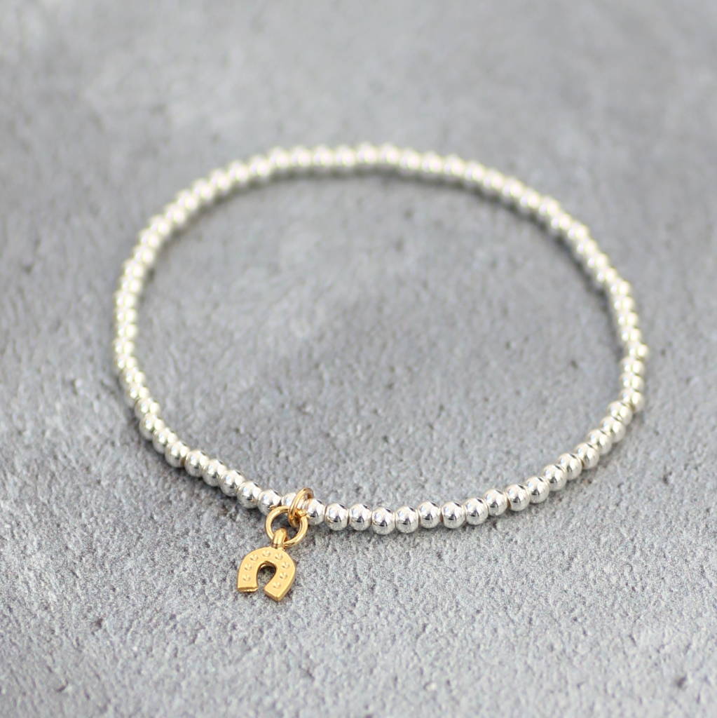 Joy Hufeisen Charm Armband Perlen Silber Gold verstellbar