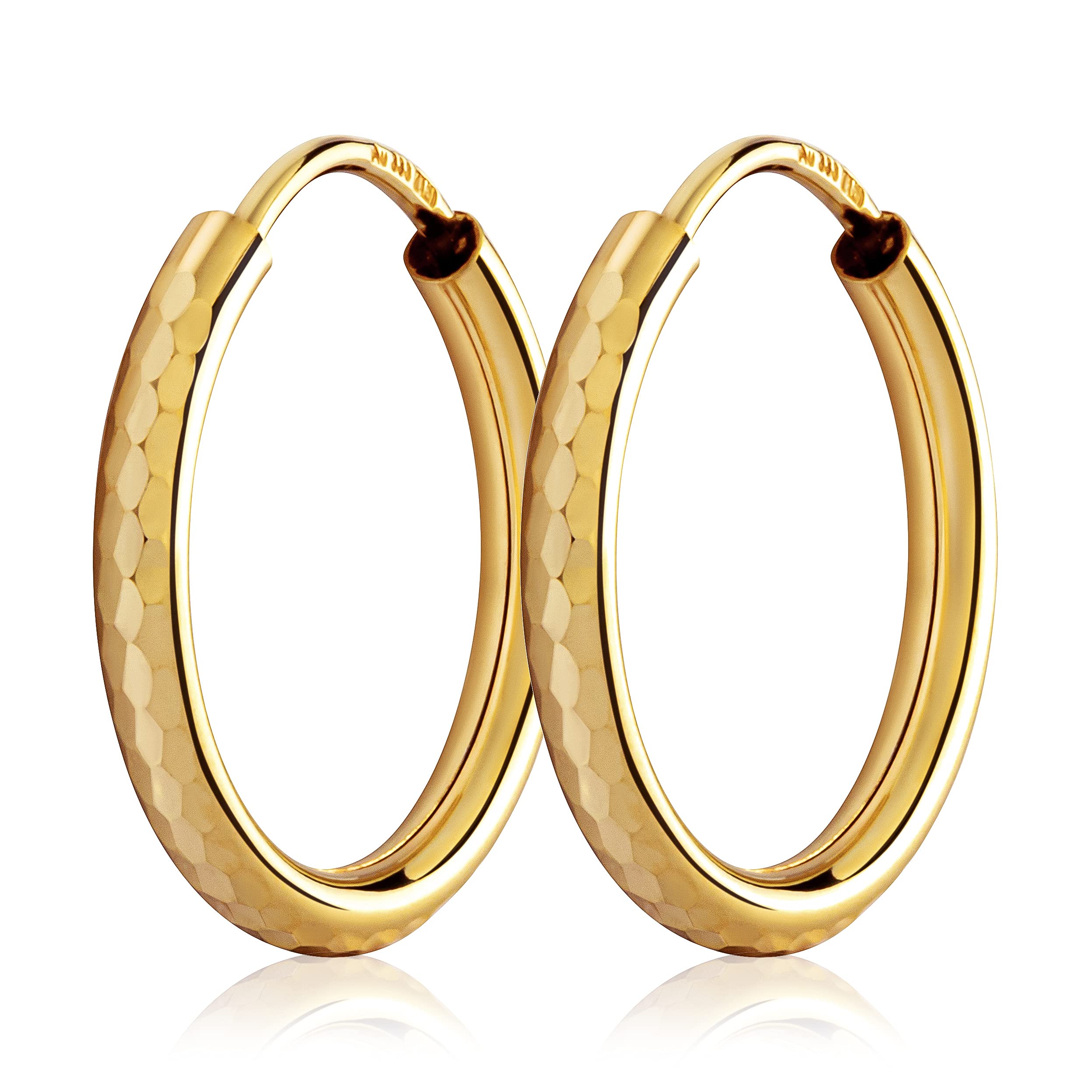 NKlaus JEWELLERY Creolen Gelbgold 333 Ohrringe 15 mm 2 mm