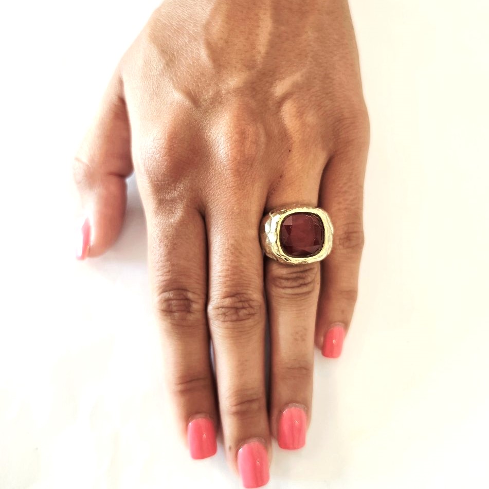 Alevá Bijoux Medea Ring Bronze Gold Quarz verstellbar