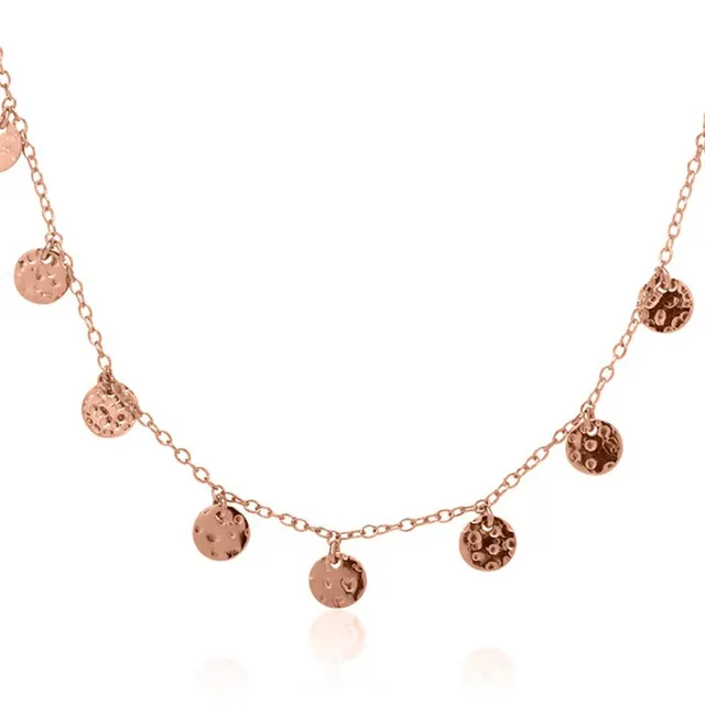 JEWLIX Runde Anhänger Kette 925 Silber Rosé Damenhalskette