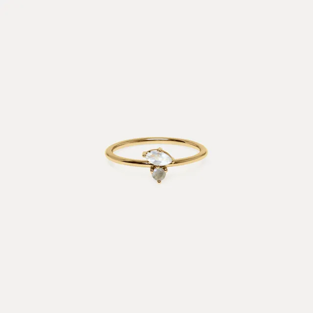 Stilnest Joy Solitär Ring Mondstein Gold Vermeil Ring