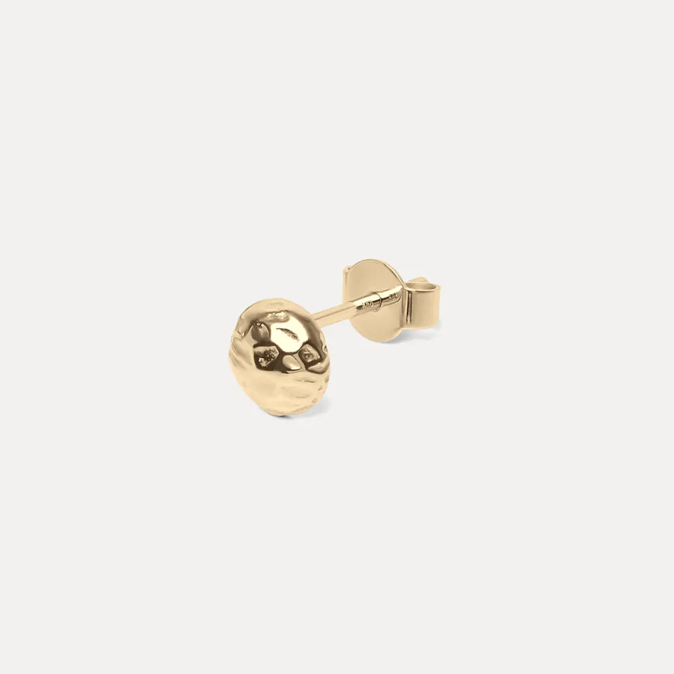 Stilnest Textured Ohrstecker Single 585 Gold Massivgold