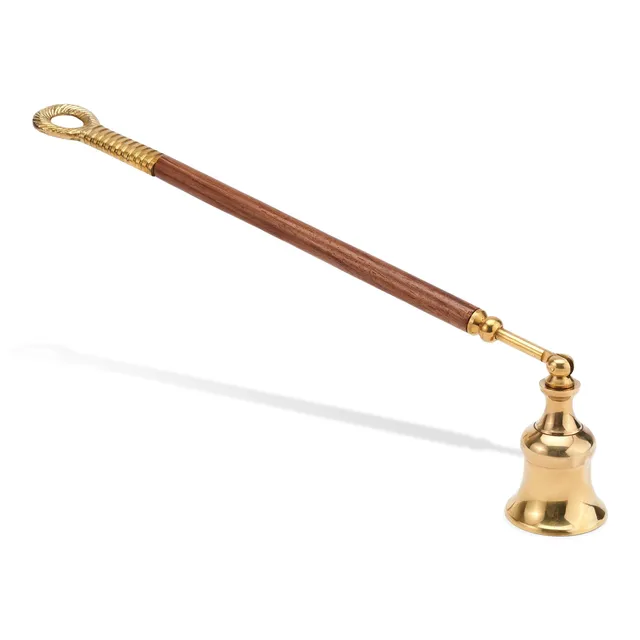 NKlaus Candle Holder Kerzenlöscher Messing Holzgriff 26,5 cm