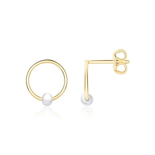 JEWLIX Ohrstecker Kreis Gold Perlen 925 Silber