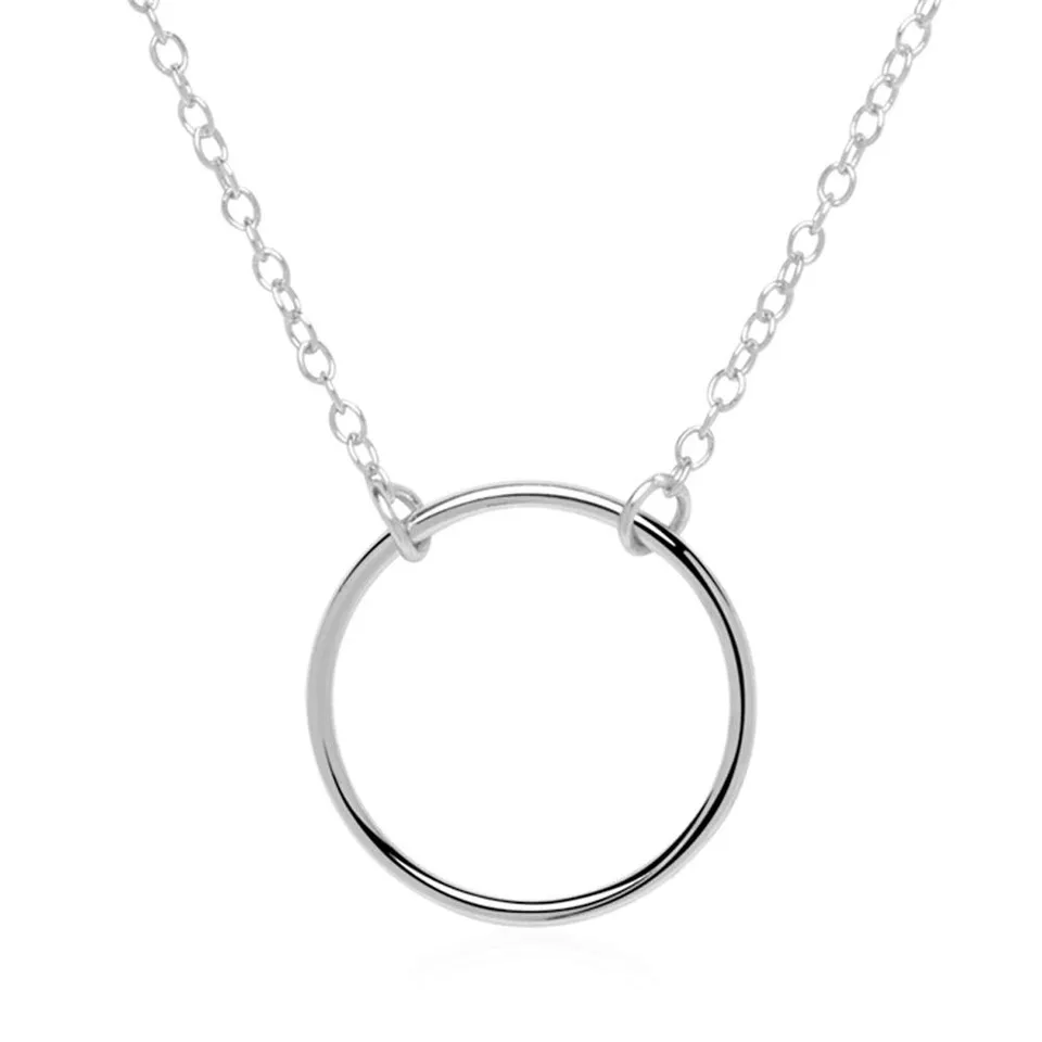 JEWLIX Ketten Kreis Anhänger Halskette Silber 925