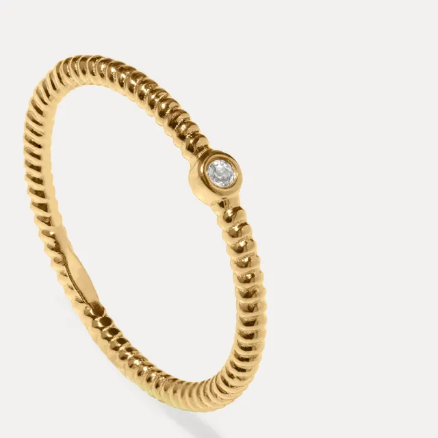 Stilnest Snake Tail Solitär Ring Gold Vermeil Saphir