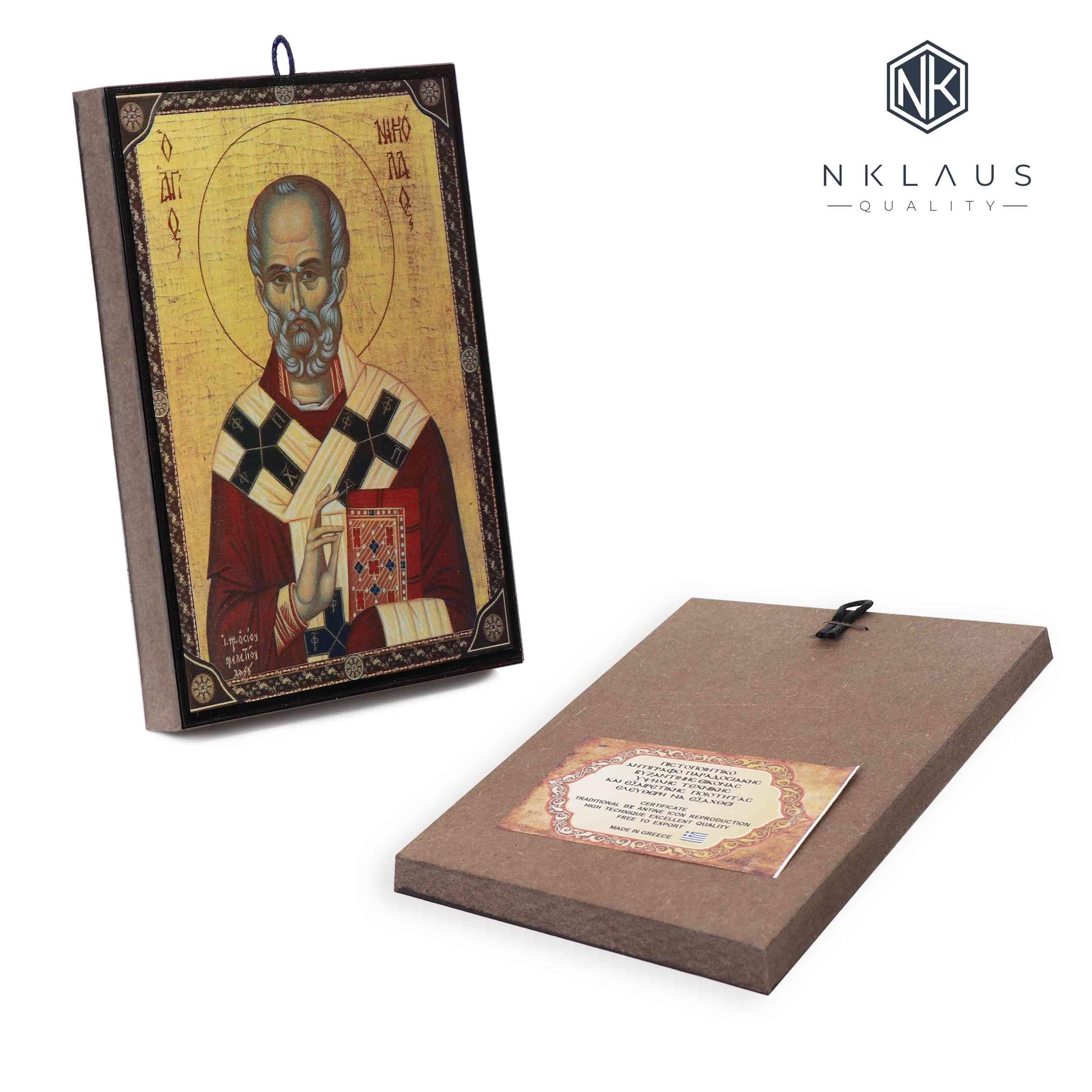 NKlaus Heiliger Nikolaus Ikone Holz orthodox 9,7x13,5cm