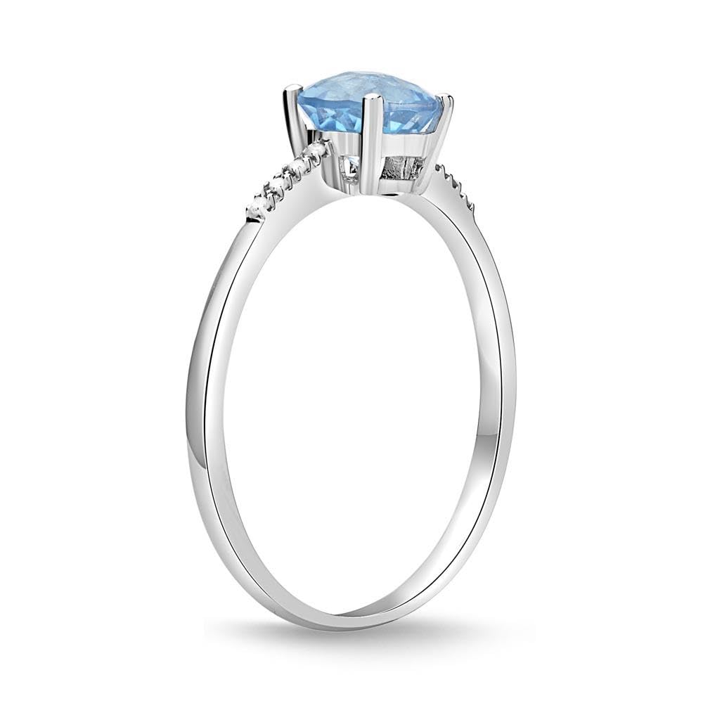 JEWLIX Blautopas Ring 585 Weißgold 8 Diamanten
