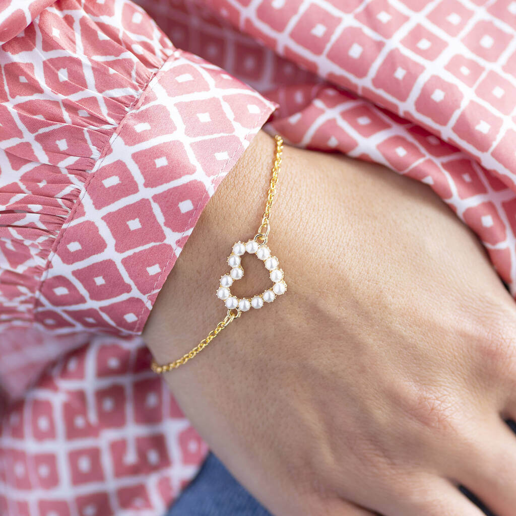 Joy by Corrine Smith Personalised Heart Armband Gold Perle