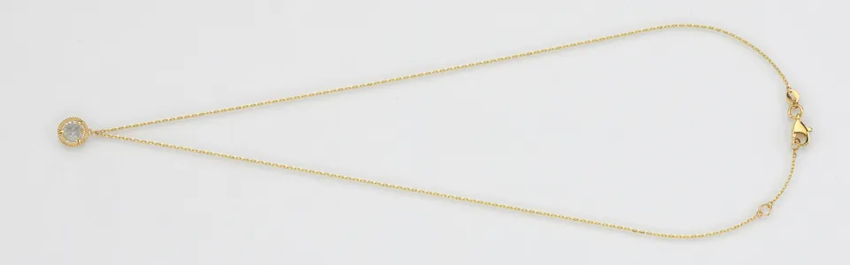 Eugen Rühle Collier Ankerkette Weißquarz 8mm 585 Gelbgold