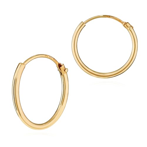 NKlaus Creolen 585 Gold Ohrringe Paar Herren 15 mm