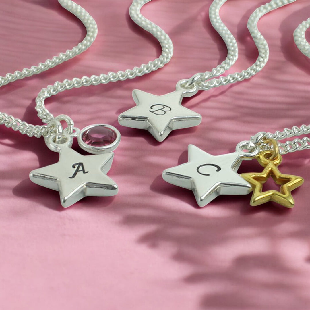 Joy by Corrine Smith Personalised Star Charm Halskette Gold Geburtsstein