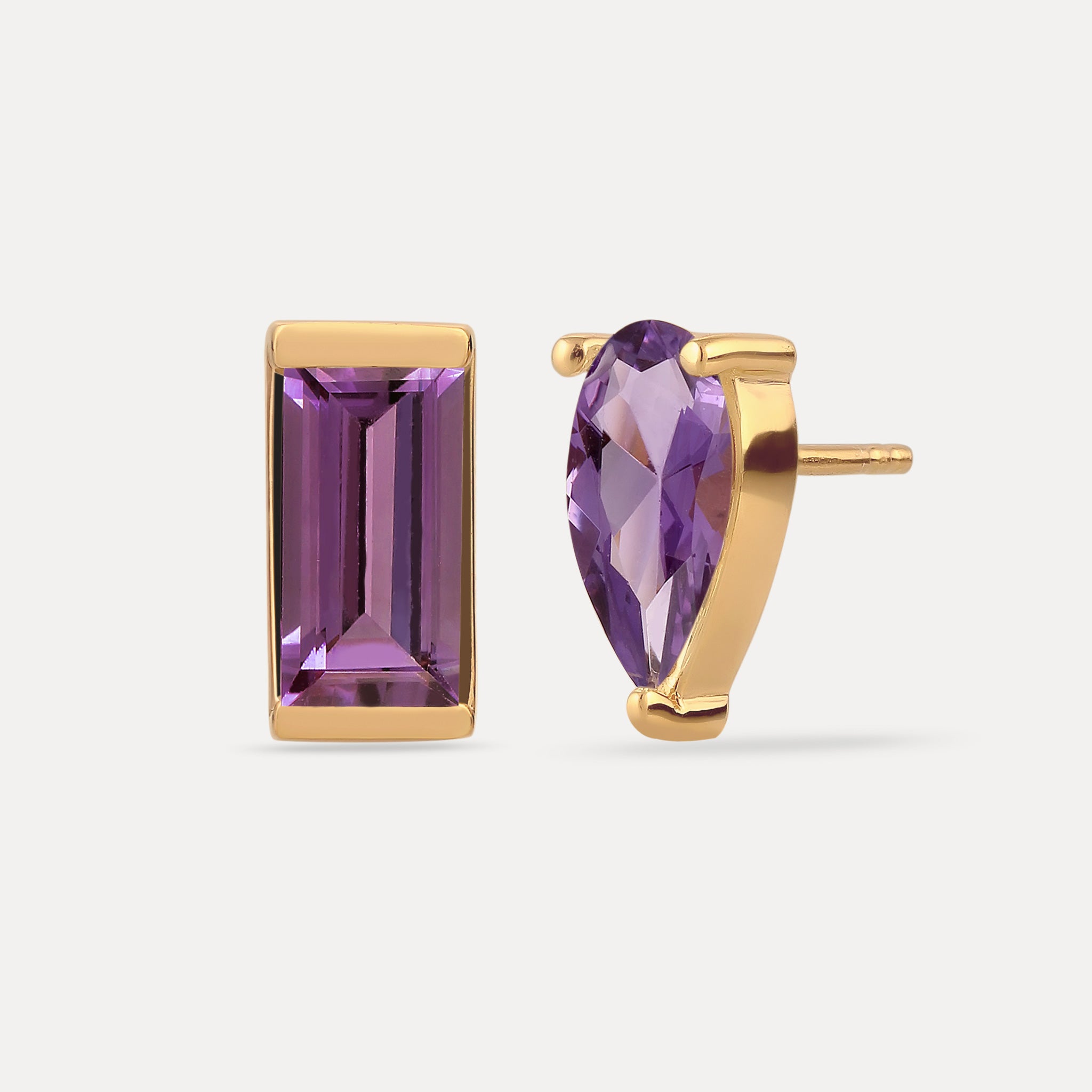 Stilnest Balance Amethyst Ohrstecker 24k Gold Vermeil Retro