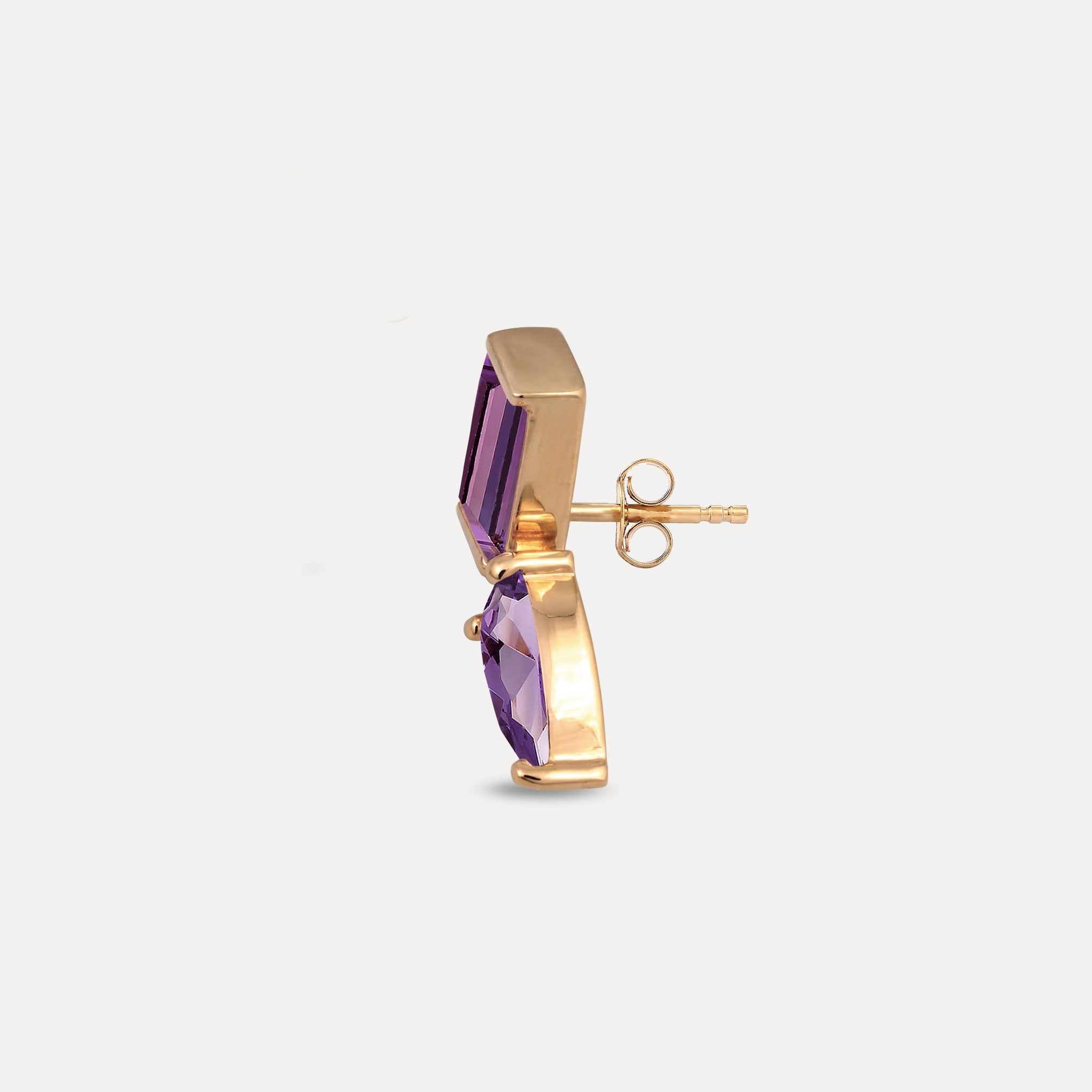Stilnest Balance Dual Ohrstecker Amethyst 585 Gold links