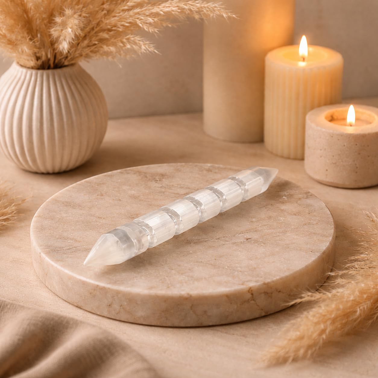 NKlaus Selenit Doppelspitzen Massagestab 14cm Naturstein