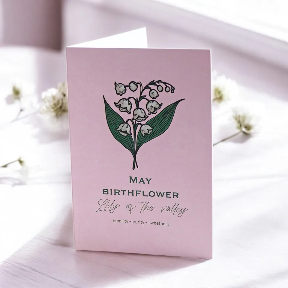 Joy by Corrine Smith May Birth Flower Karte Maiglöckchen A6