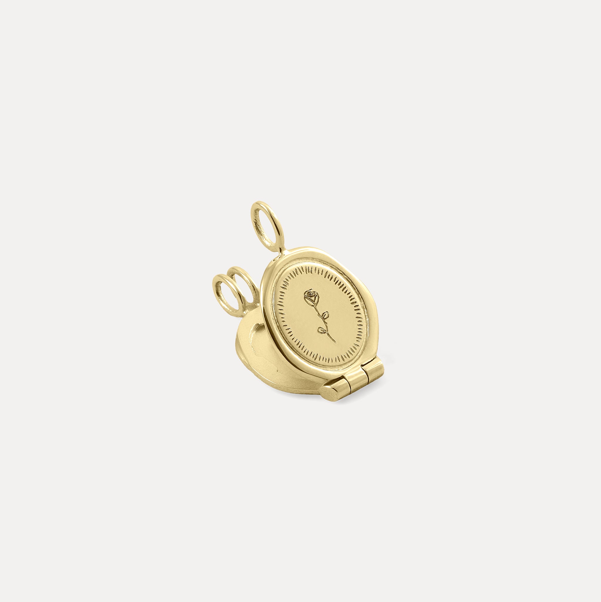 Stilnest Rose Seal Medaillon Anhänger 585 Gold 14k Massivgold gravierbar