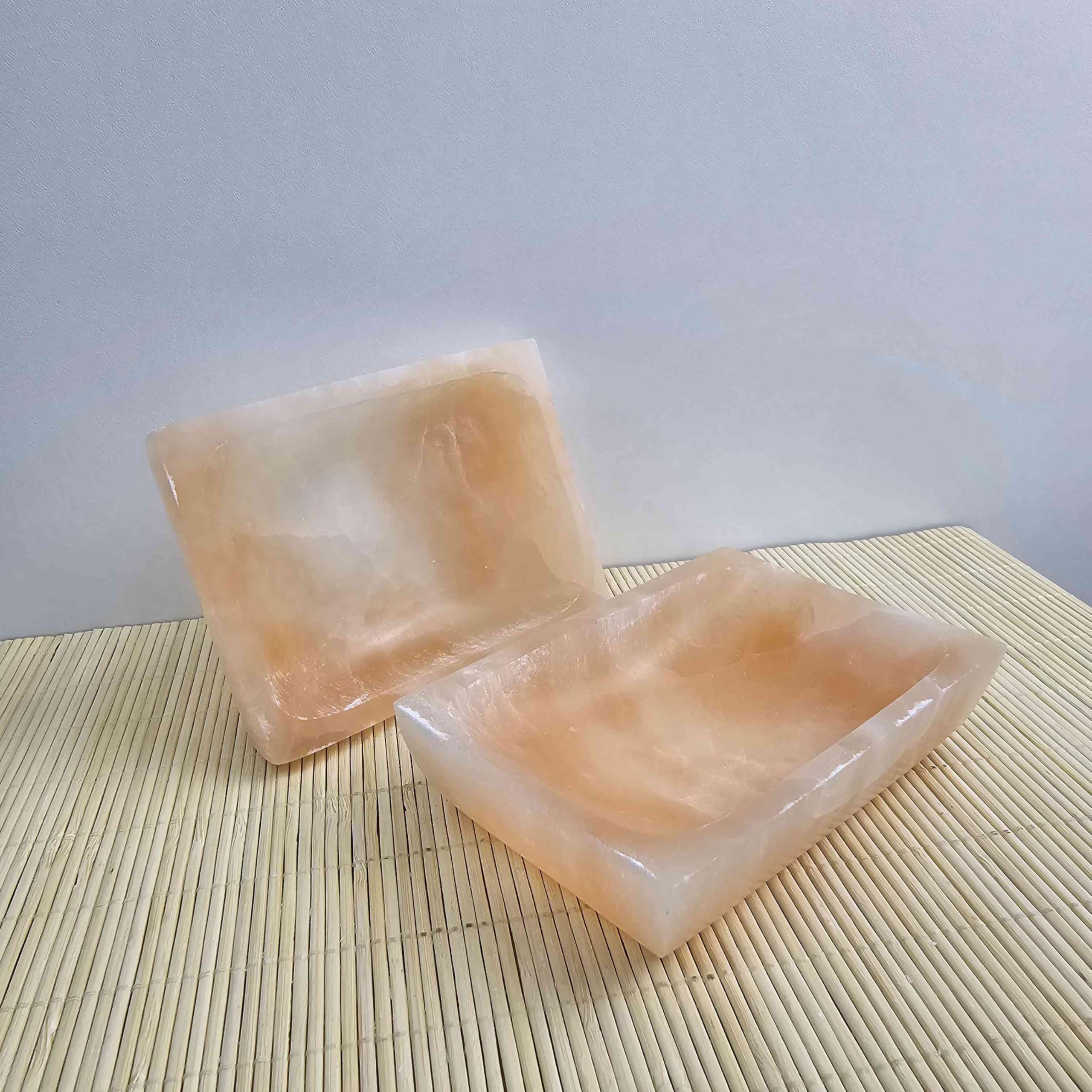 NKlaus Healing Crystals Orange Selenit Schale 12cm rechteckig