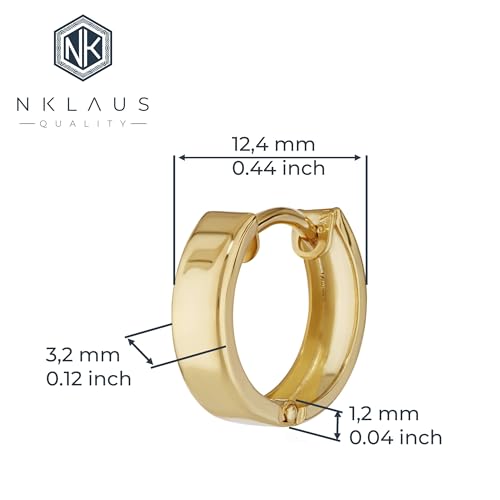 NKlaus Klappcreolen 333 Gelbgold glänzend 12,4mm Paar