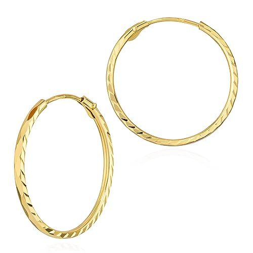 NKlaus Paar Creolen 333 Gelbgold Ohrringe 1,1 mm Gelbgold