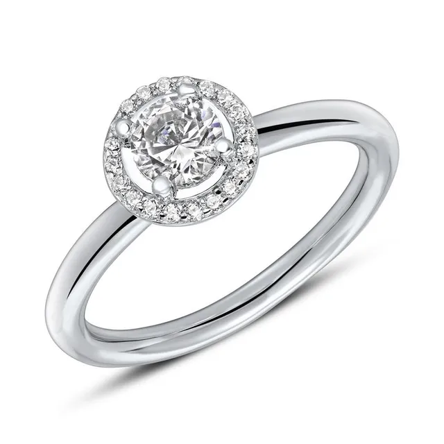 JEWLIX Haloring 925 Silber Zirkonia Ring Größe 56