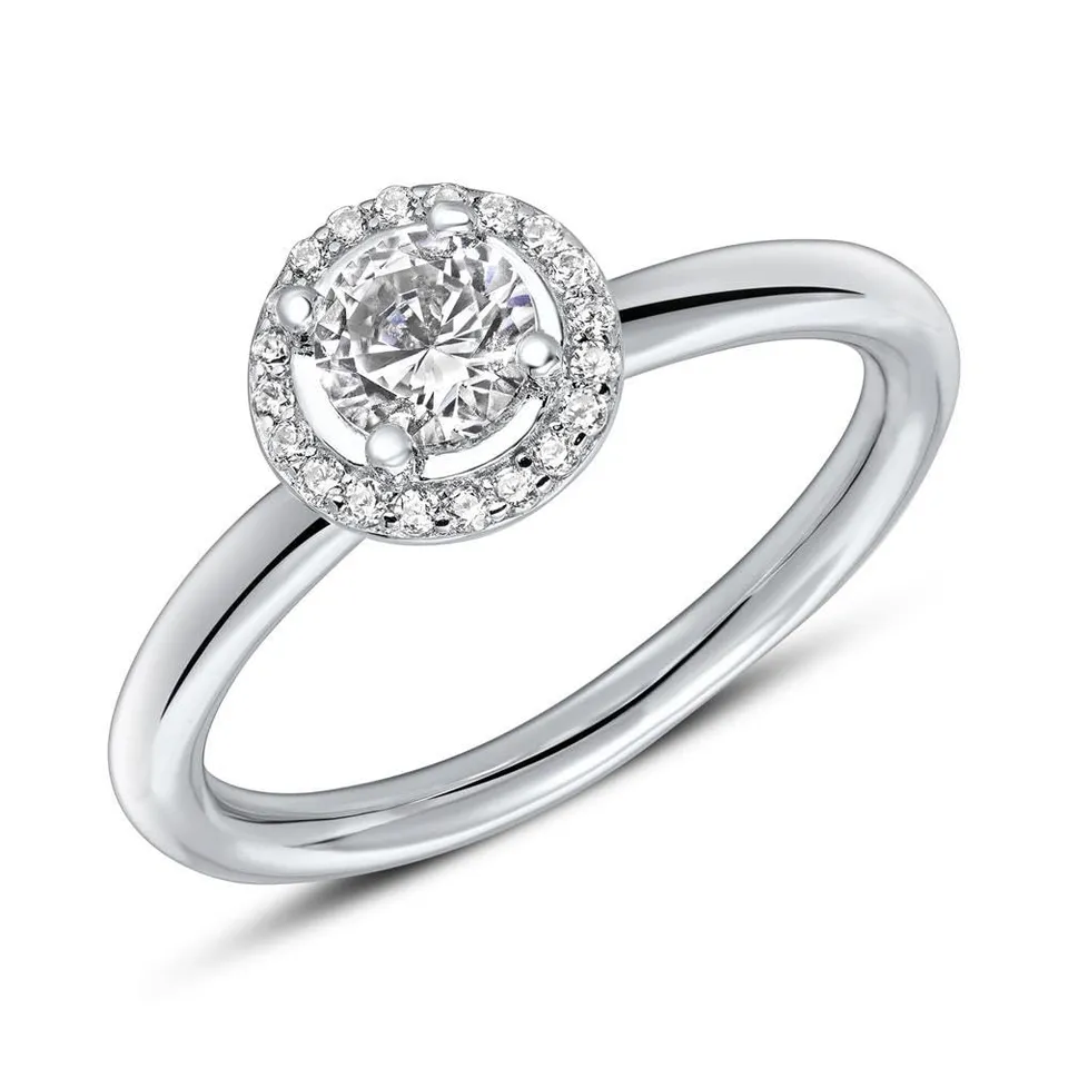 JEWLIX Haloring 925 Silber Zirkonia Ring Größe 56