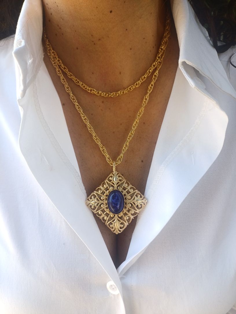 Alevá Bijoux Pouff Anhänger Gold grün blau 3,7 cm