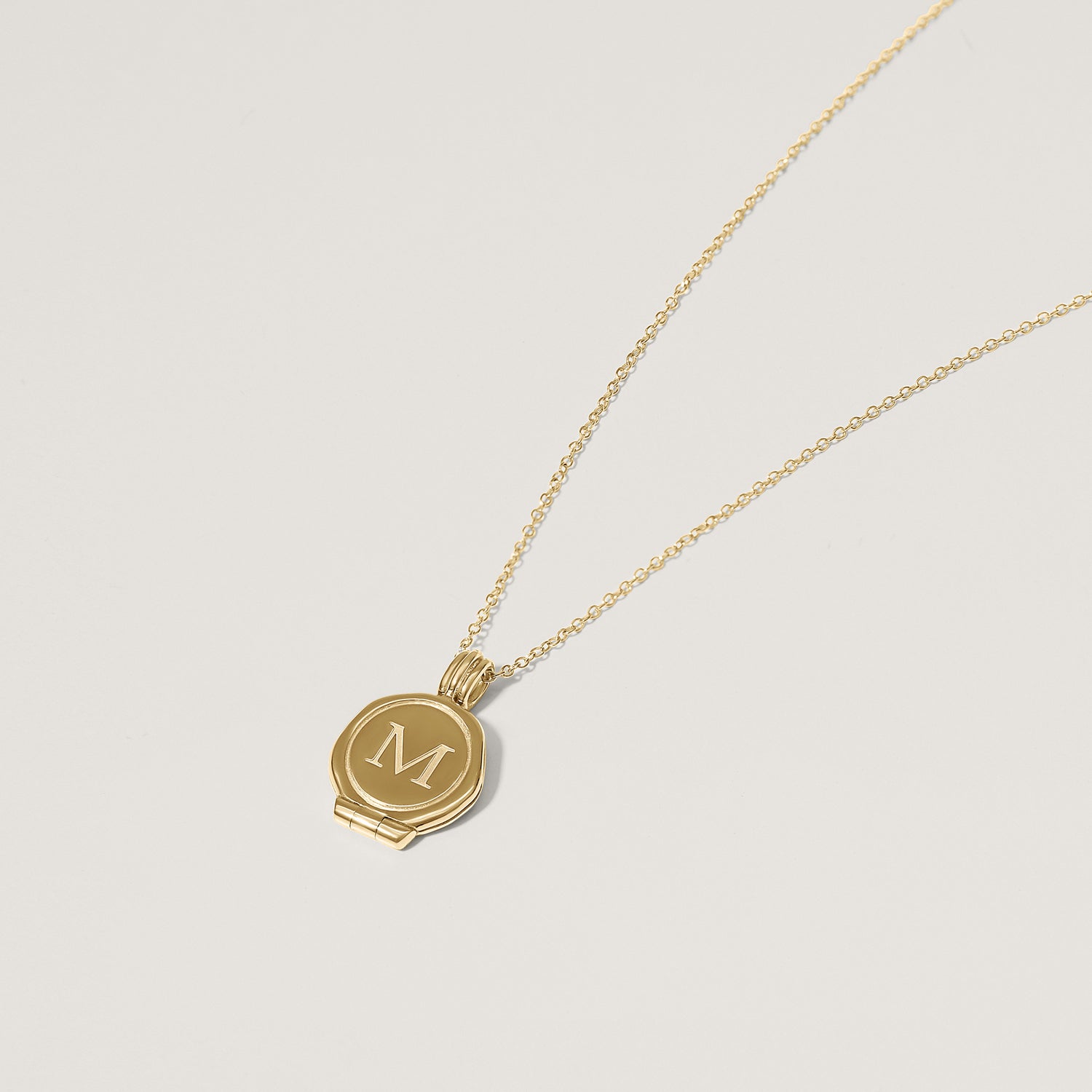 Stilnest Seal Medaillon 585 Gold Anhänger gravierbar 45cm